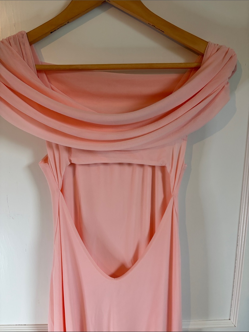 Off-Shoulder Blush Pink Evening Gown - Picture 8 of 11